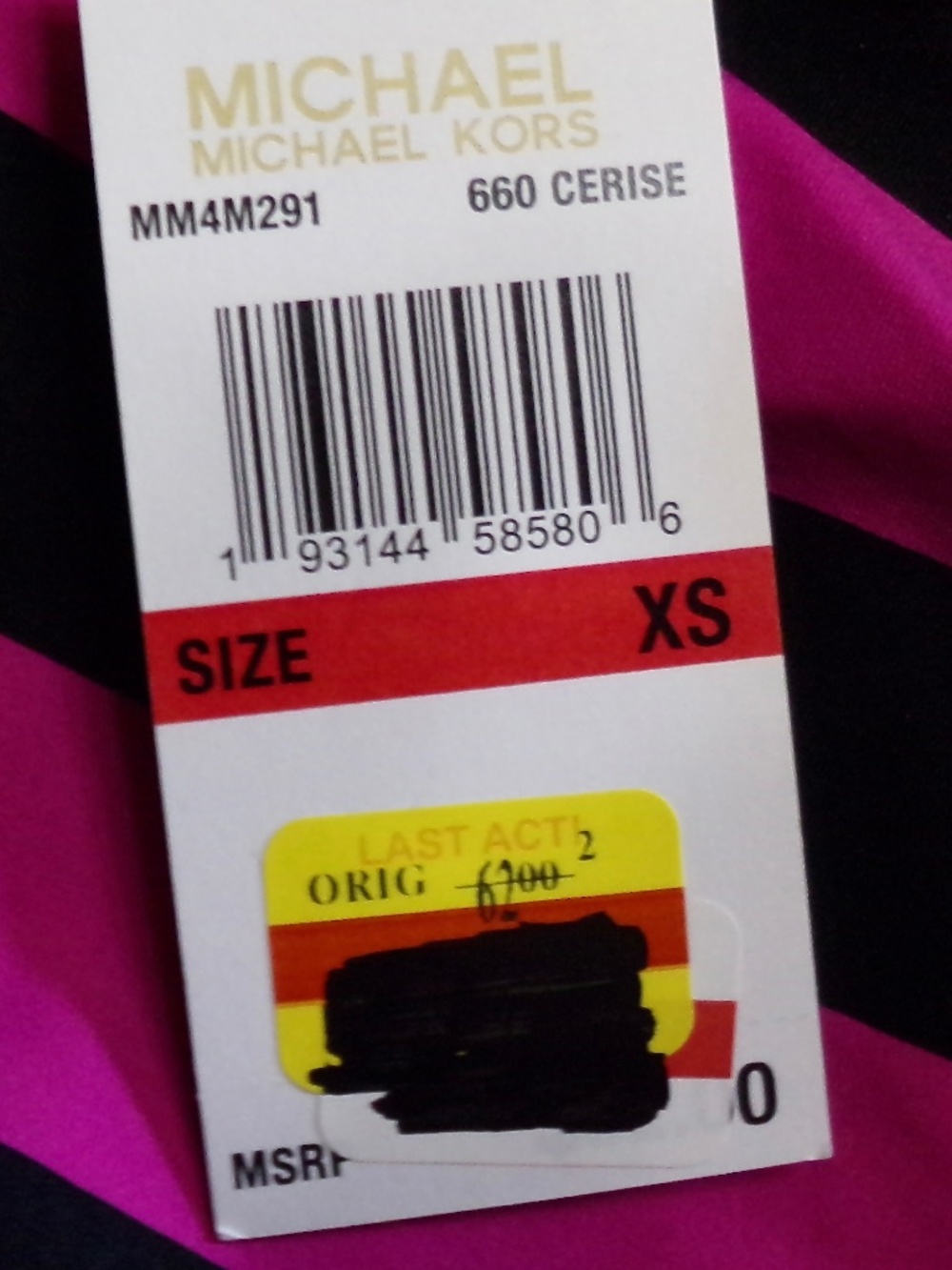 NWT Michael Michael Kors 660 Cerise Sport, Stripped 2PC Bikini Size XS - Picture 13 of 13